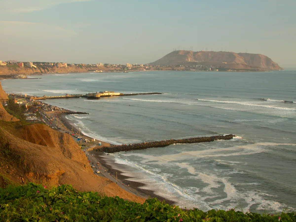Evening light over the coast of Lima, Peru