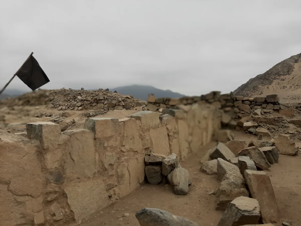 Ancient stone structures at the Sacred City of Caral